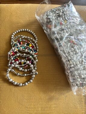 9 Multicolor Beaded and Silver-Tone Stackable Women’s Bracelet Sets - 10 in each